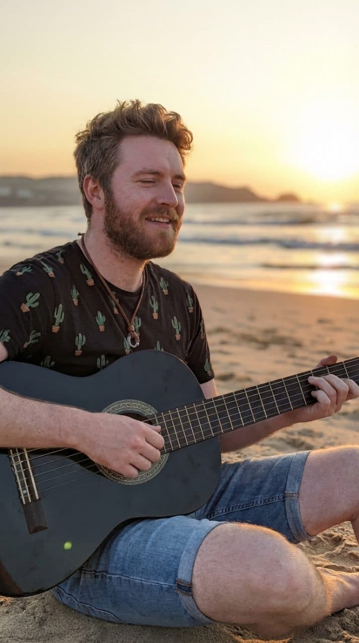 Beach Guitar Sunset